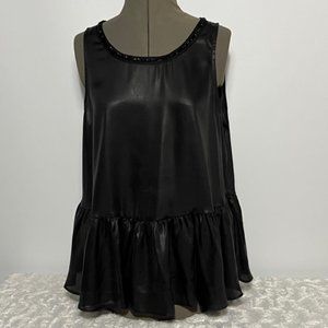 JUICY COUTURE Black Peplum Beaded Tank Top Size Large NWOT